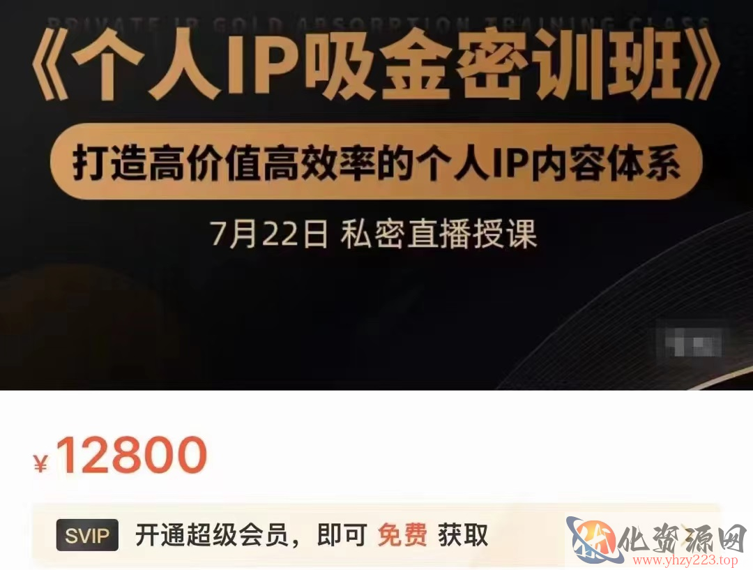 个人IP吸金密训班，打造高价值高效率的个人IP内容体系（价值12800元）插图