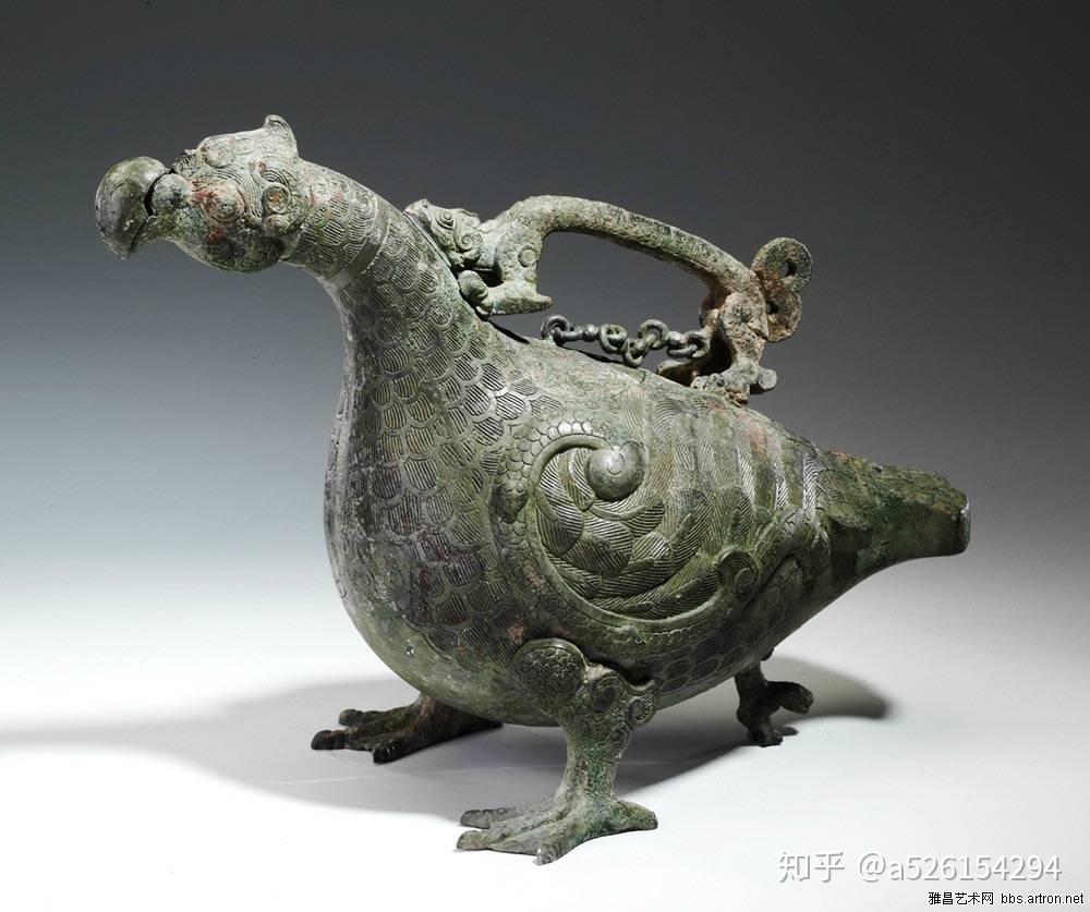这是秦始皇之前的商周时期的一些禽鸟形青铜器,看看先秦时代的金属用