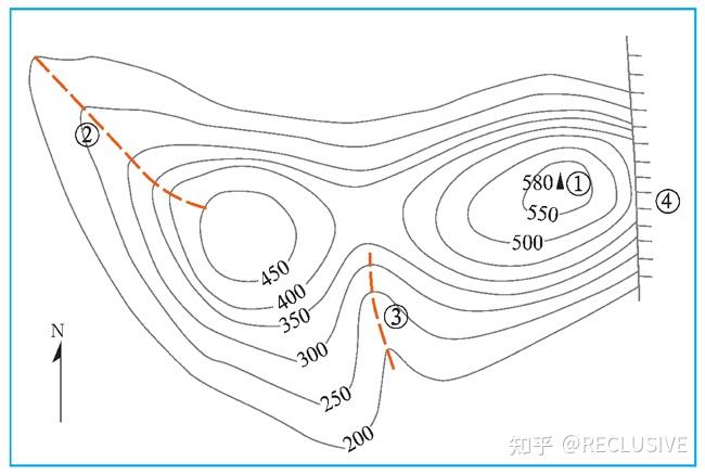 陡崖等高线图片