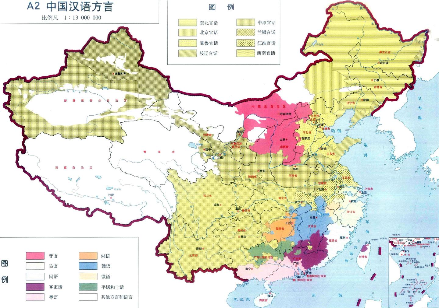 汉语方言分区示意图 - 知乎