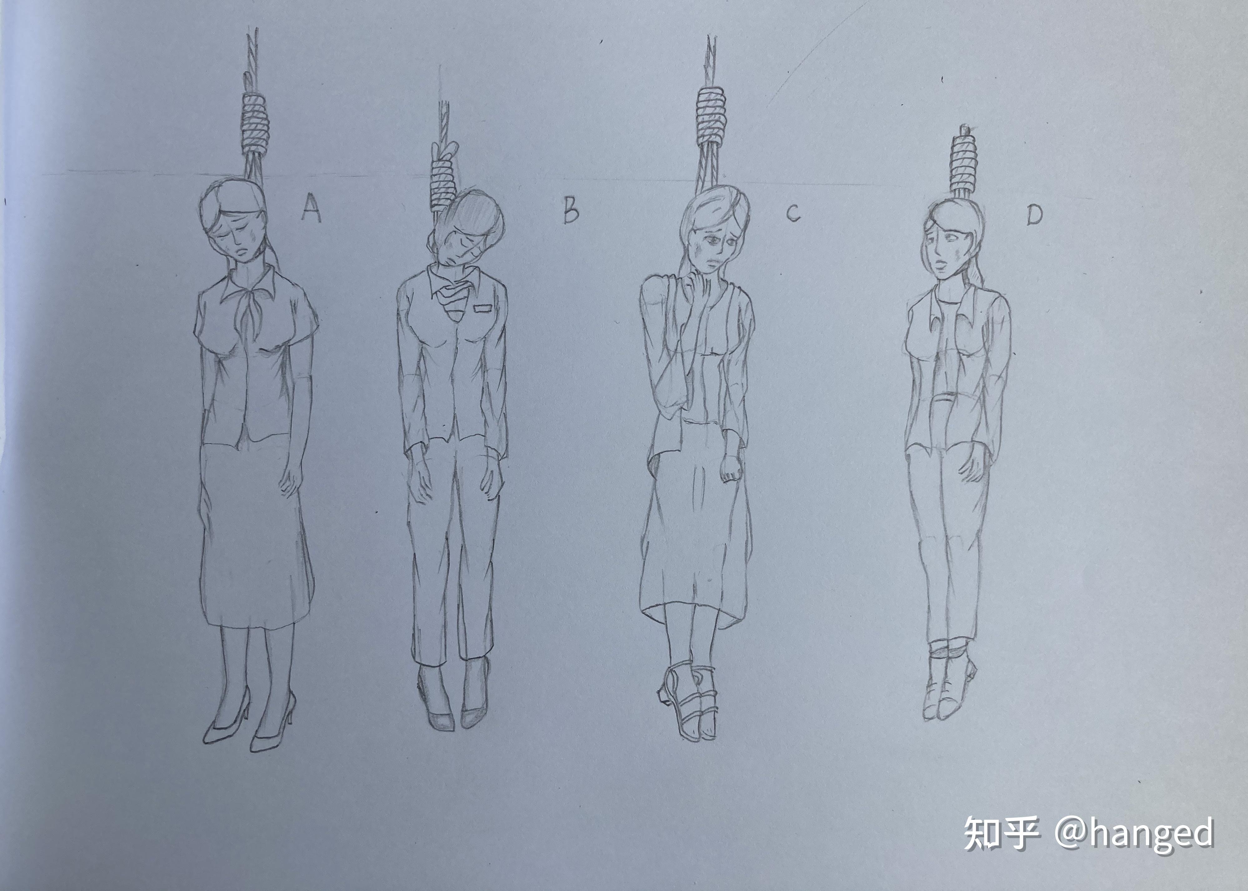 女性或者男性上吊结构图应该怎么画