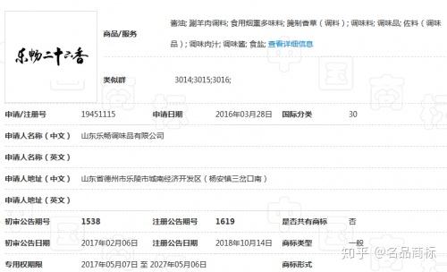 十六香 起到作用了 十三香成功靠防御商标驳回 乐畅二十六香 知乎