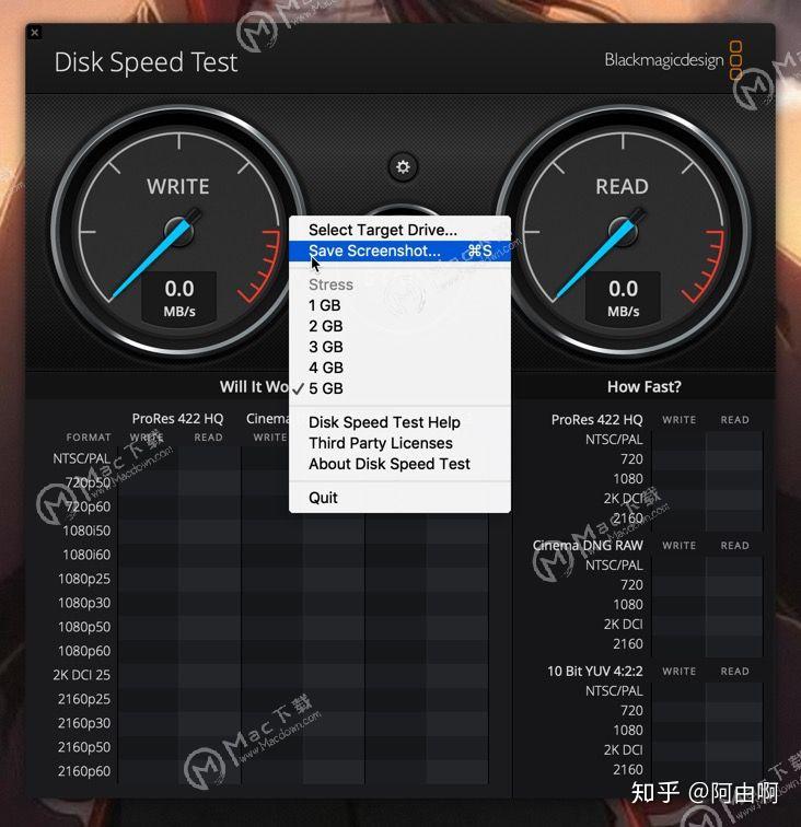 mac blackmagic disk speed test