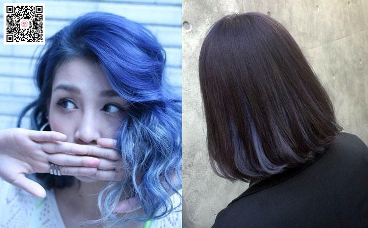 加上超级夯的蓝色挑染,不喜欢整头蓝发的女孩,隐藏式蓝发