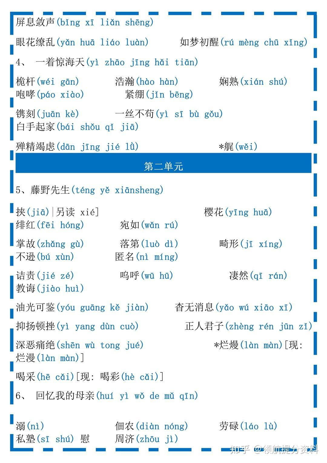 部编人教版语文八年级上册生字词清单 - 知乎