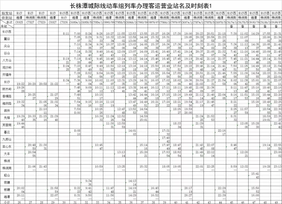 长沙城铁线路图时刻表图片