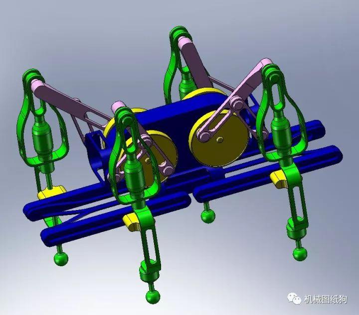 精巧机构1597简易精巧四足行走机构3d图纸solidworks设计