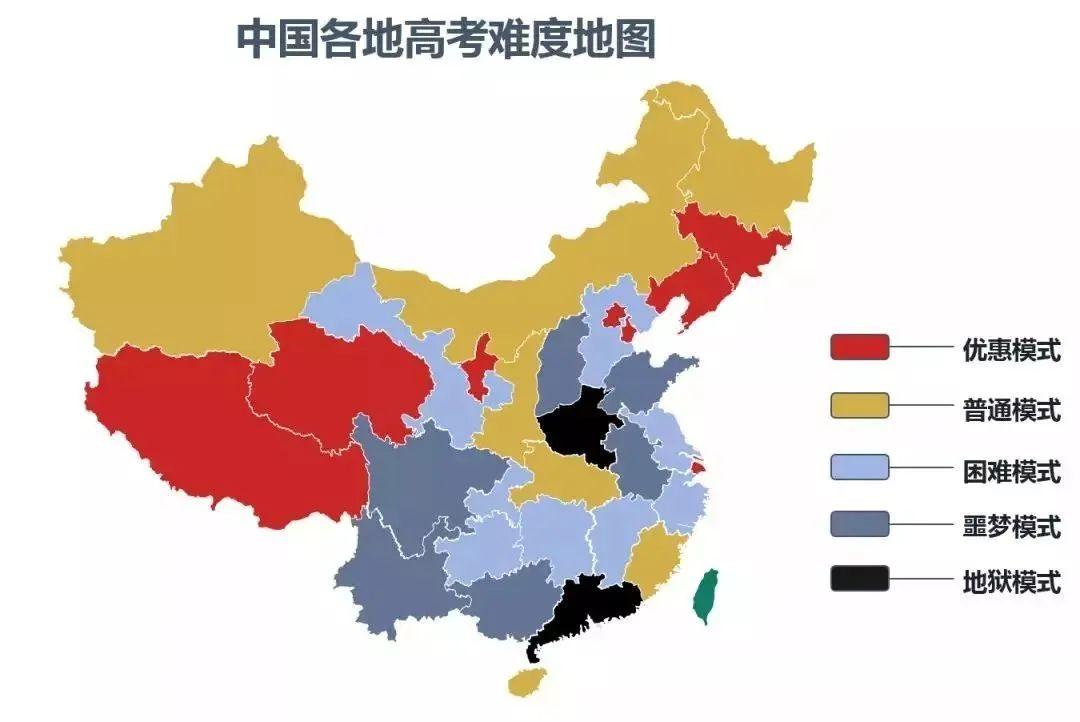 上大学最难的省份是哪里中国各地高考难度地图