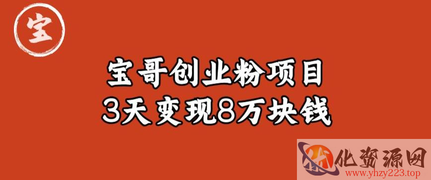 宝哥IP图文创业粉引流项目实战分享：单个账号3天涨粉1万，变现8万块钱（图文教程）【揭秘】