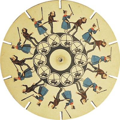 在立体走马灯的第一张动图中我们可以看到一开始的转盘是模糊一片的