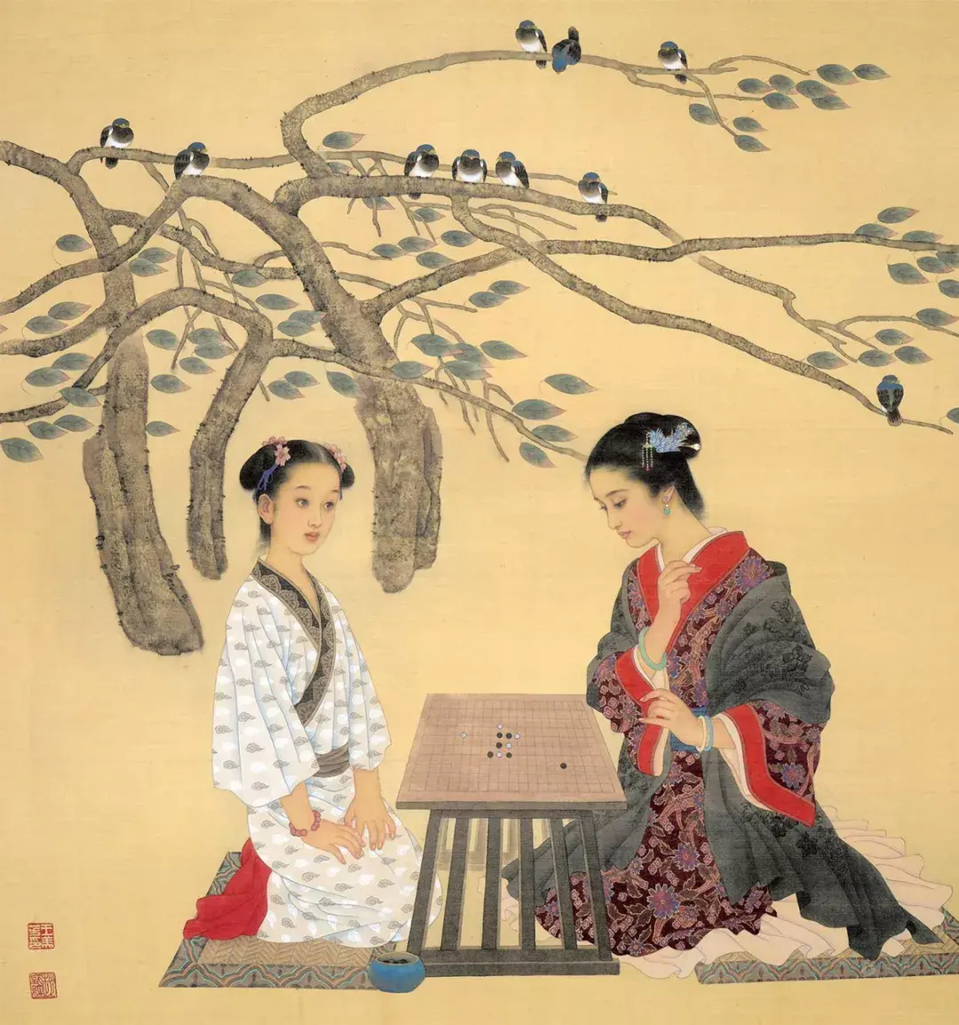 赏国画这夫妻俩画的工笔仕女美到极致