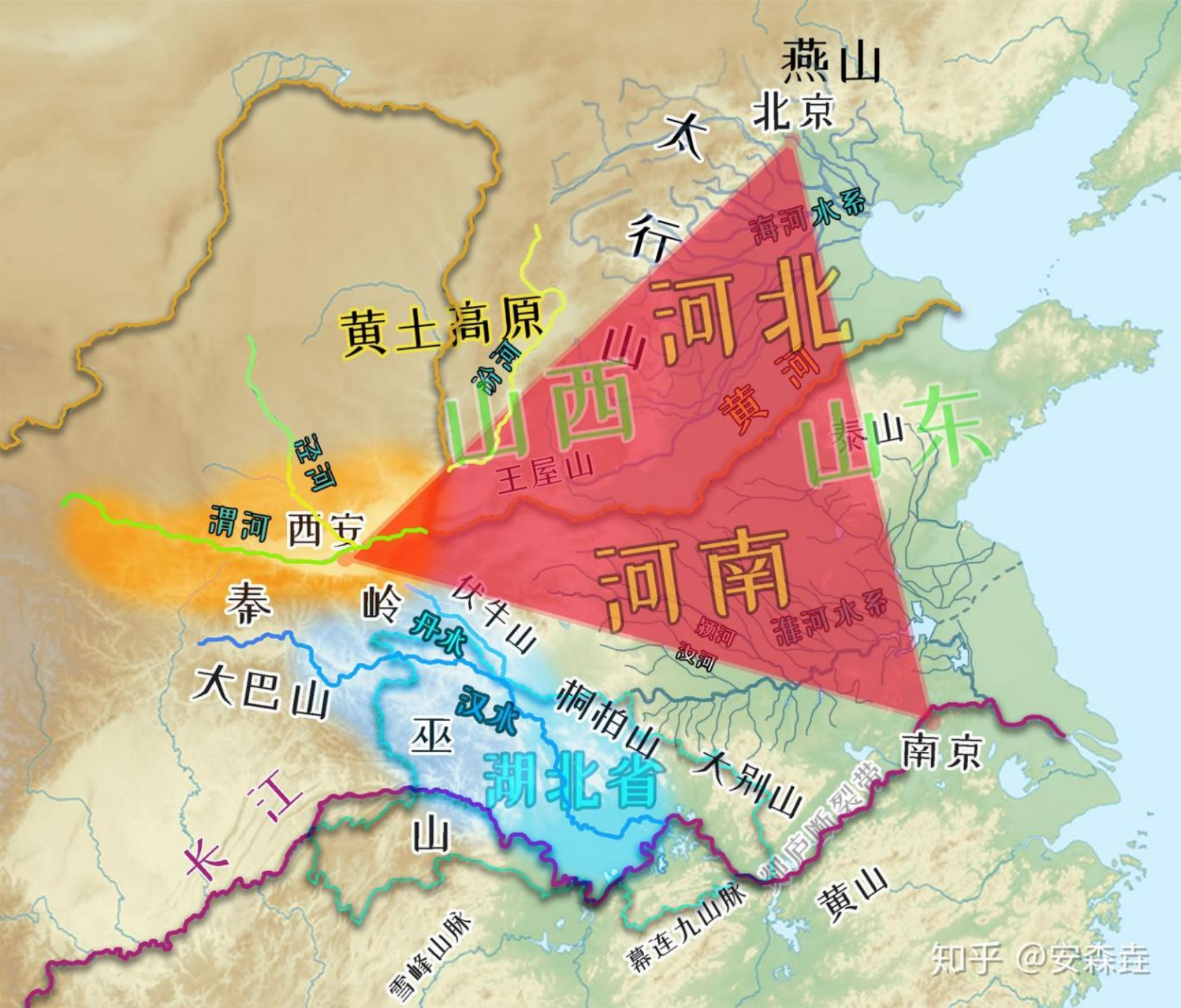 图 18： 秦（橙色）楚（蓝色）两国发家时地理位置示意图