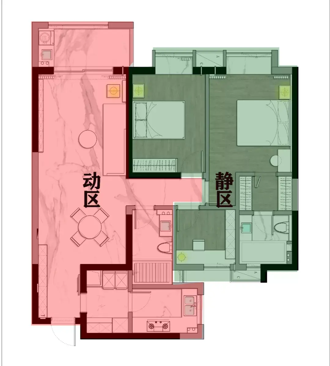 1,户型动静区混乱