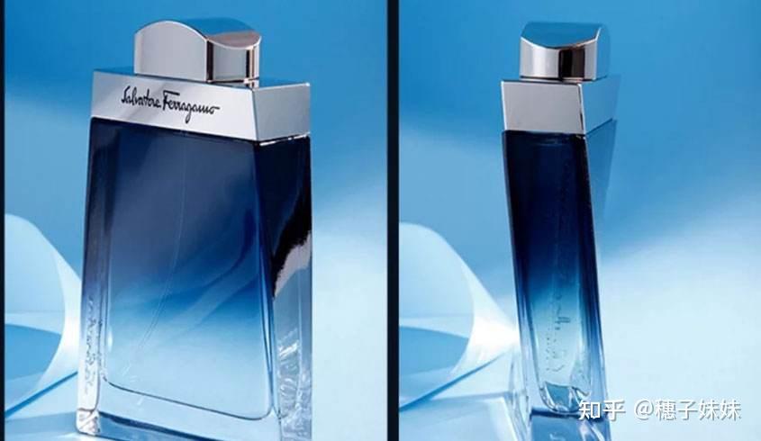 蓝色圆瓶子扁扁的香水图片