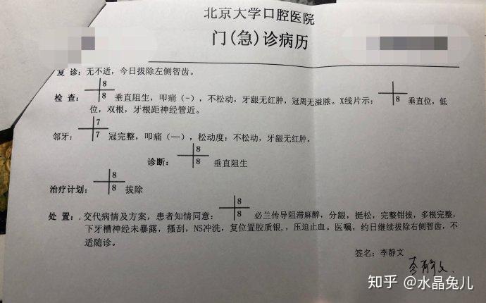 阻生齿拔牙病历模板图片