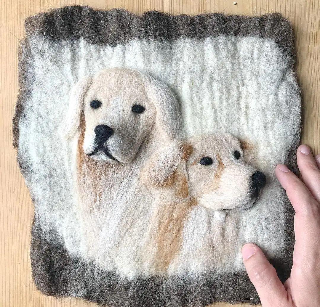 手工羊毛毡纤维艺术作品可爱的小动物们