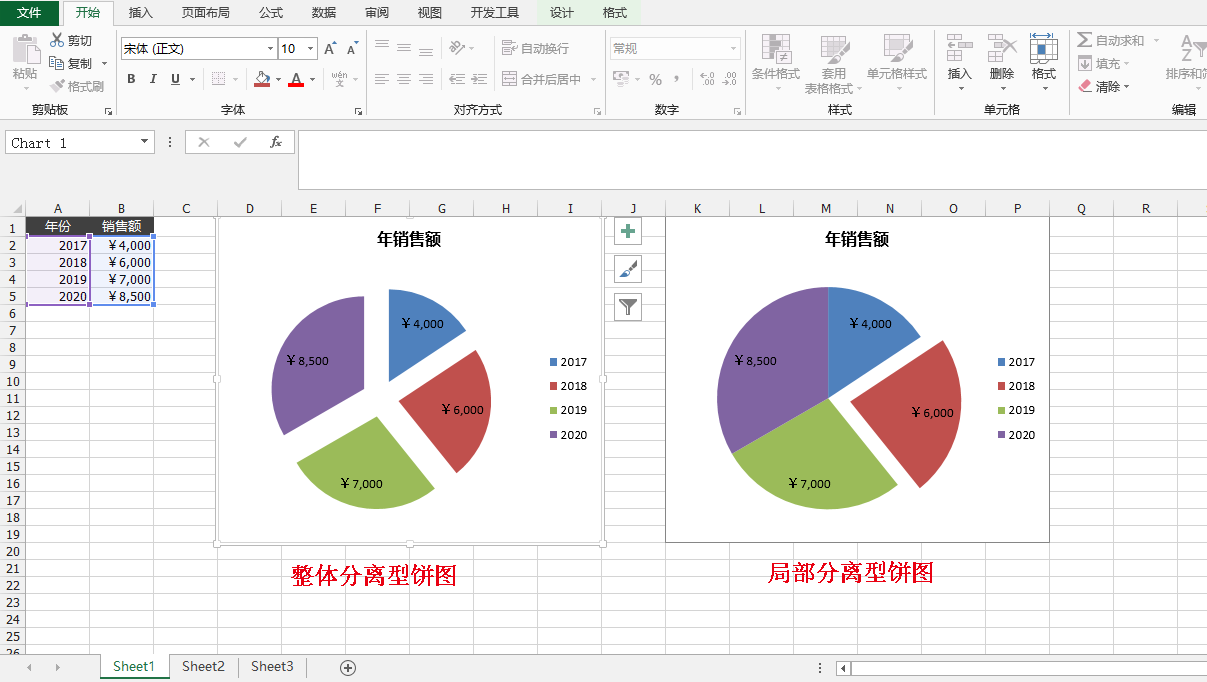 java在excel中添加分离型饼图环形图