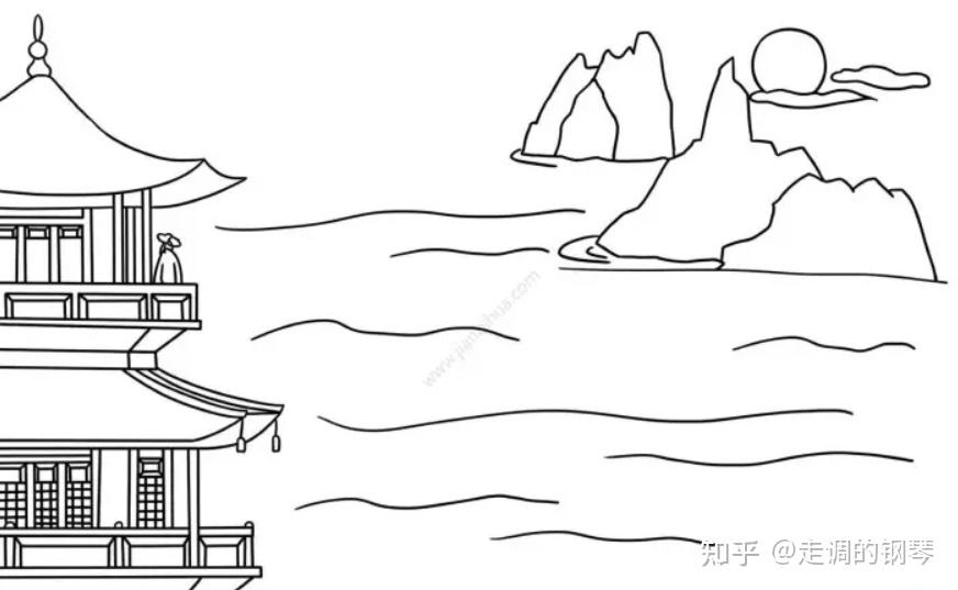 黄河入海流简笔画图片