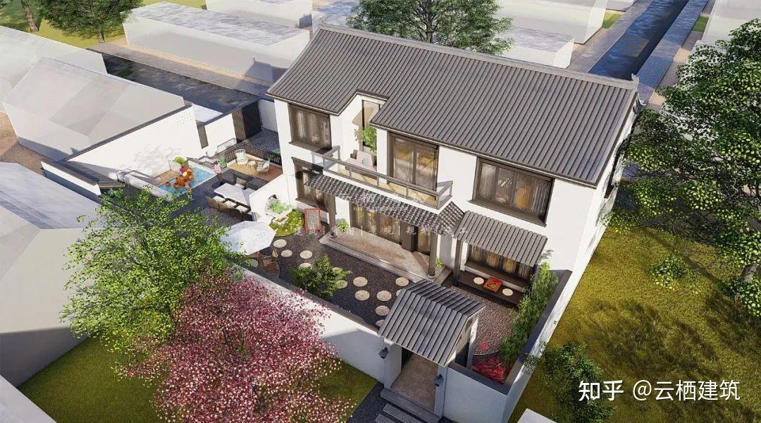 南侧鸟瞰图东南侧鸟瞰图新中式风格不是单纯的元素堆砌,而是通过简洁