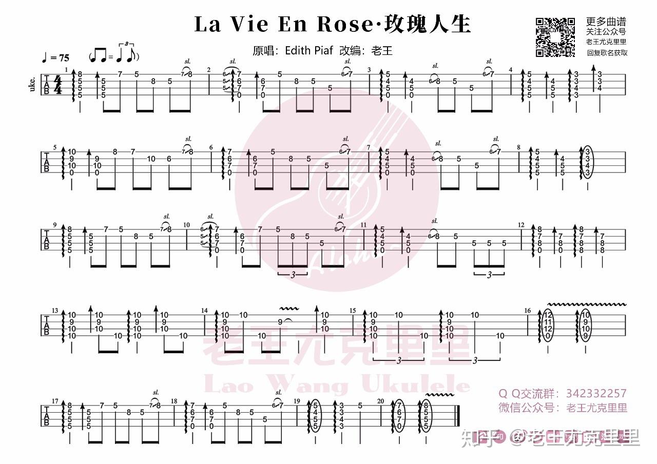 《La Vie en Rose(玫瑰人生)》,Chet Atkins（六线谱 调六线吉他谱-虫虫吉他谱免费下载