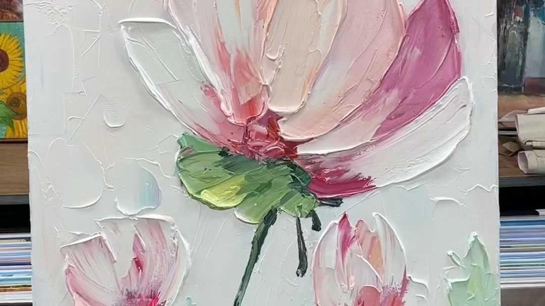 刮刀白色情人油画艺术手绘绘画