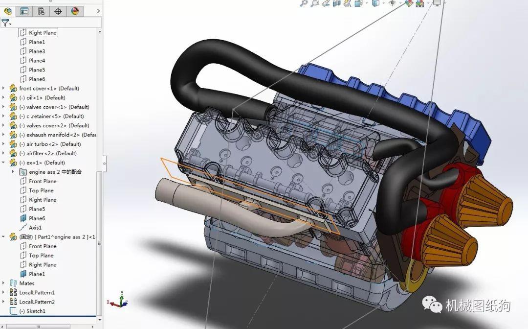 發動機電機簡易v6發動機ene三維建模圖紙