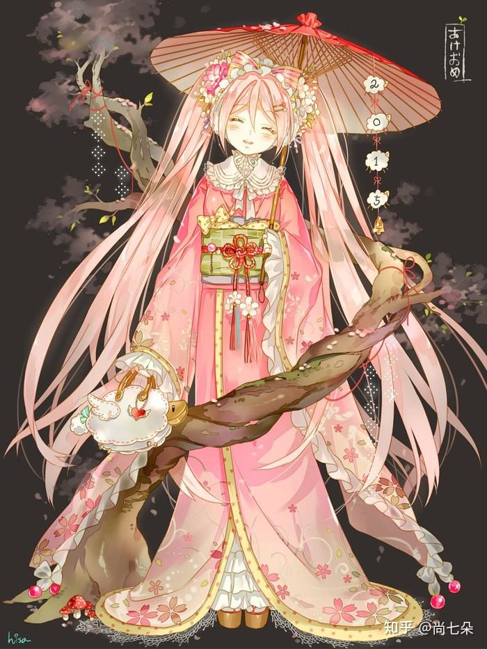 和服女孩美女与伞二次元漫画插画人物图片保存第十组