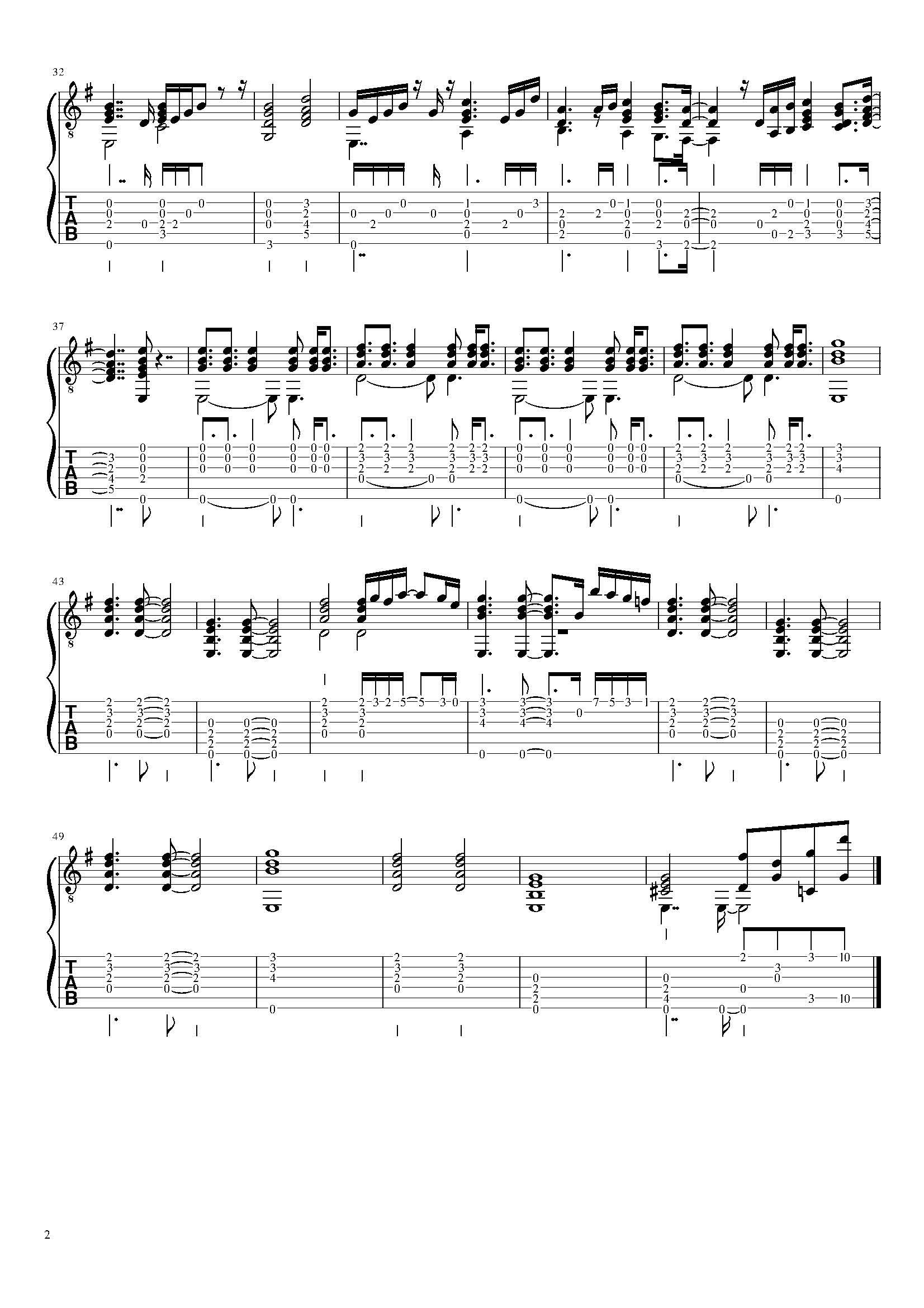 吉他谱鹿晗微白城市