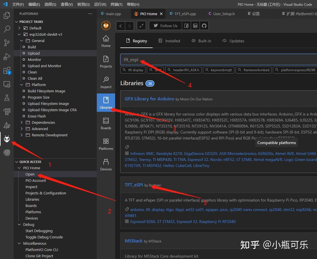 Esp32 tft espi tft vscode platformio 