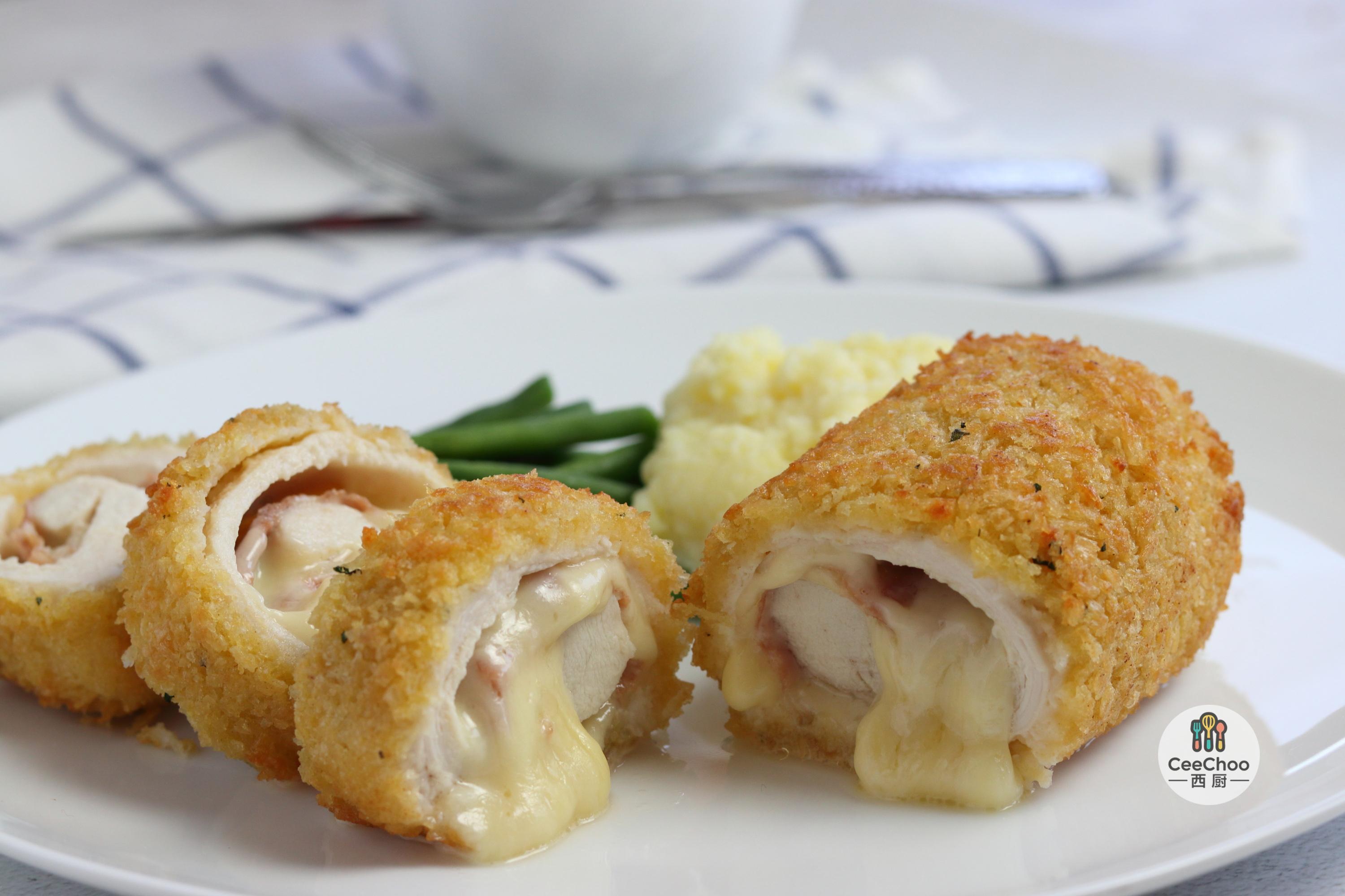 法式经典蓝绶带鸡肉卷chickencordonbleu