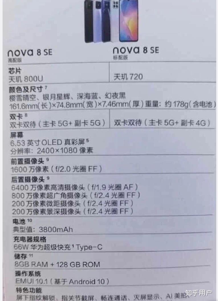 华为nova8se参数配置图片