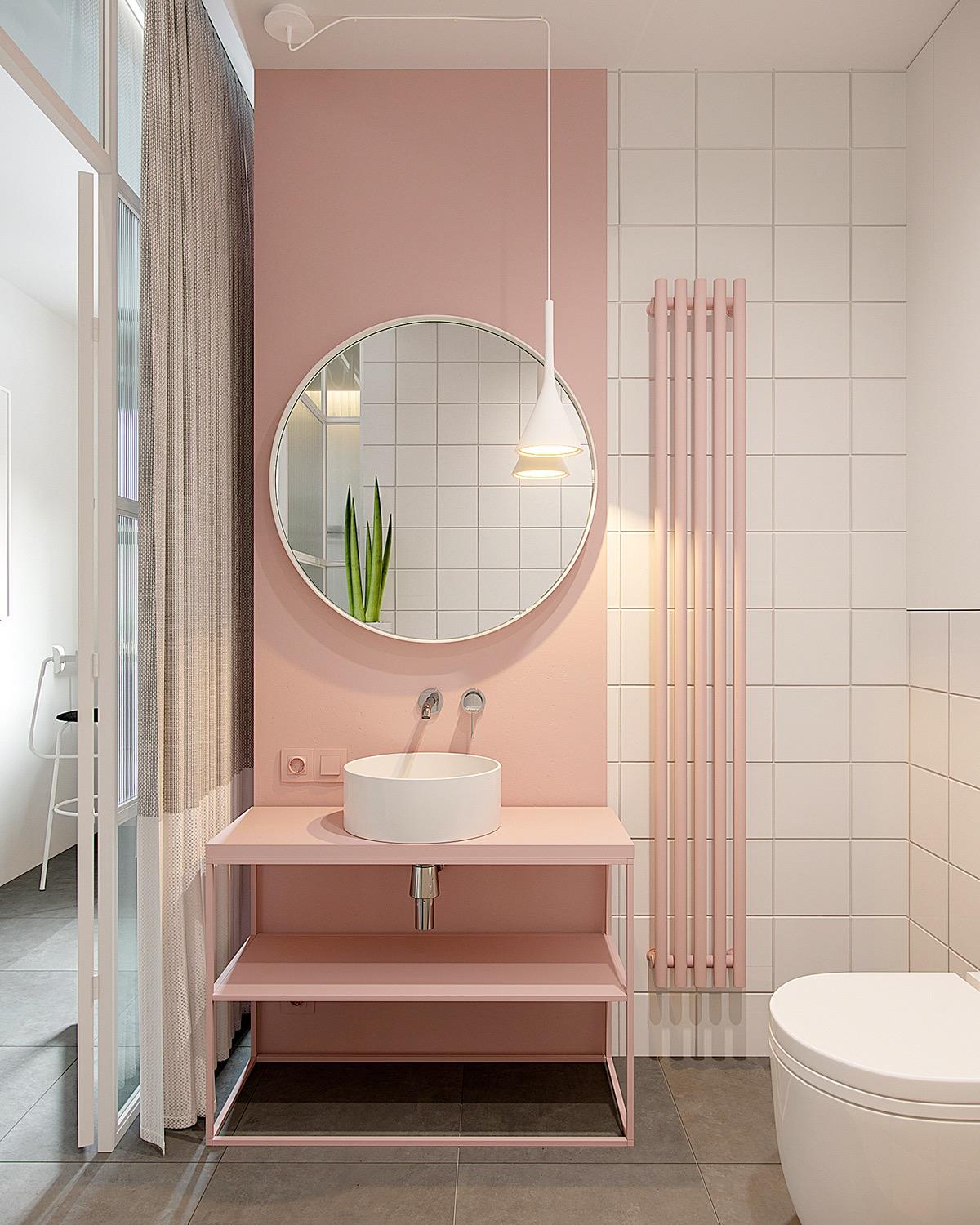 装修设计案例：粉色系的卫浴空间，别样的家居美学！