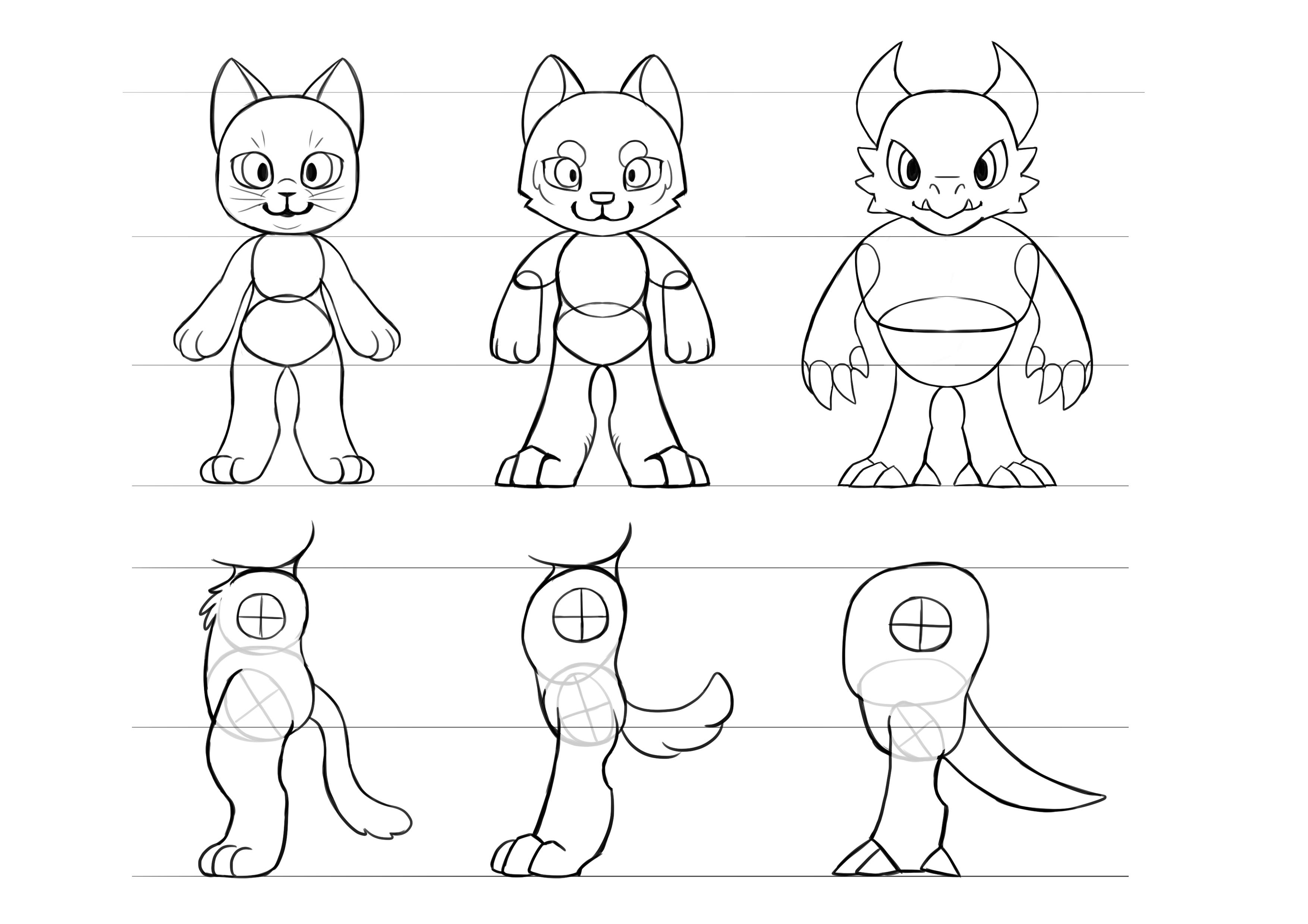 下面将解释三种不同的身体类型作为你的chibi角色的参考.