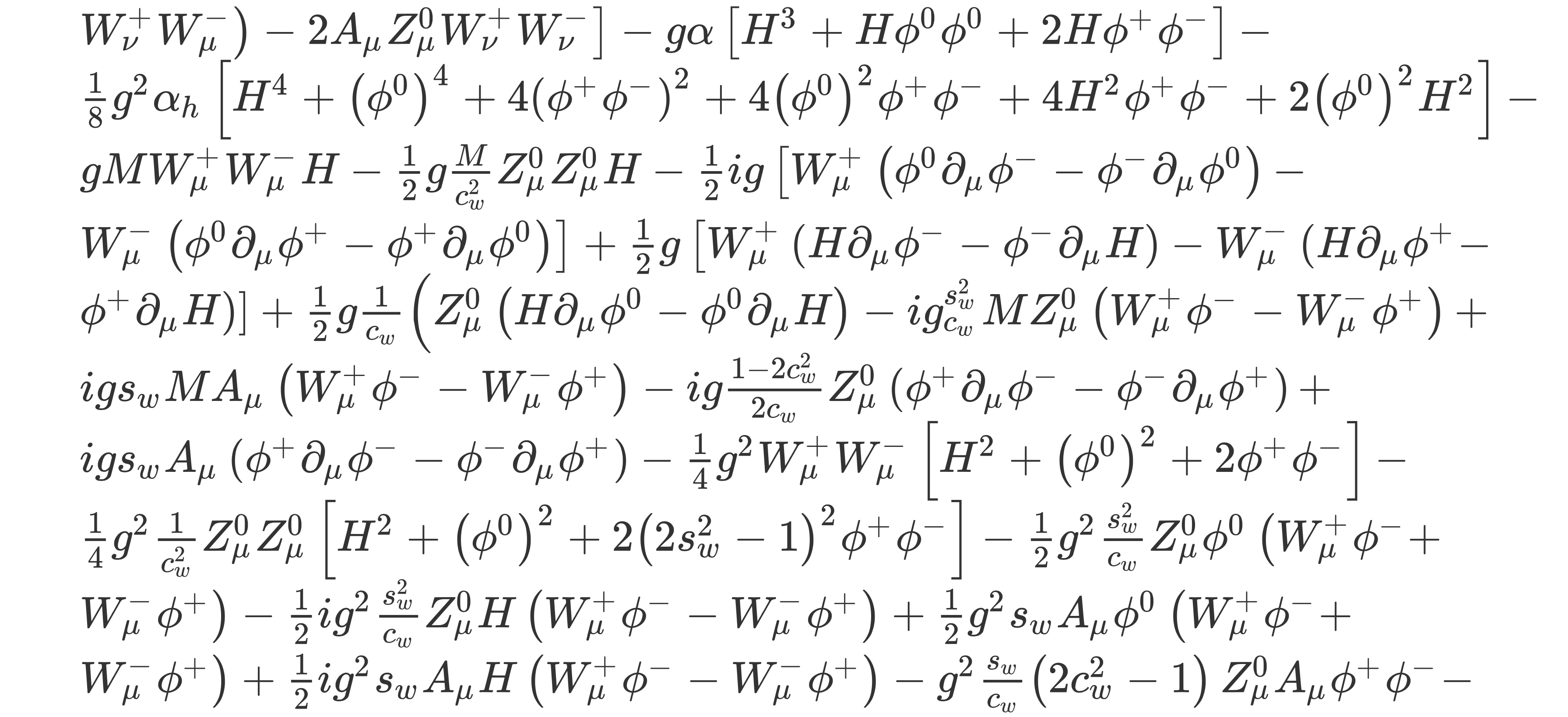 标准模型的拉格朗日量(附latex公式)