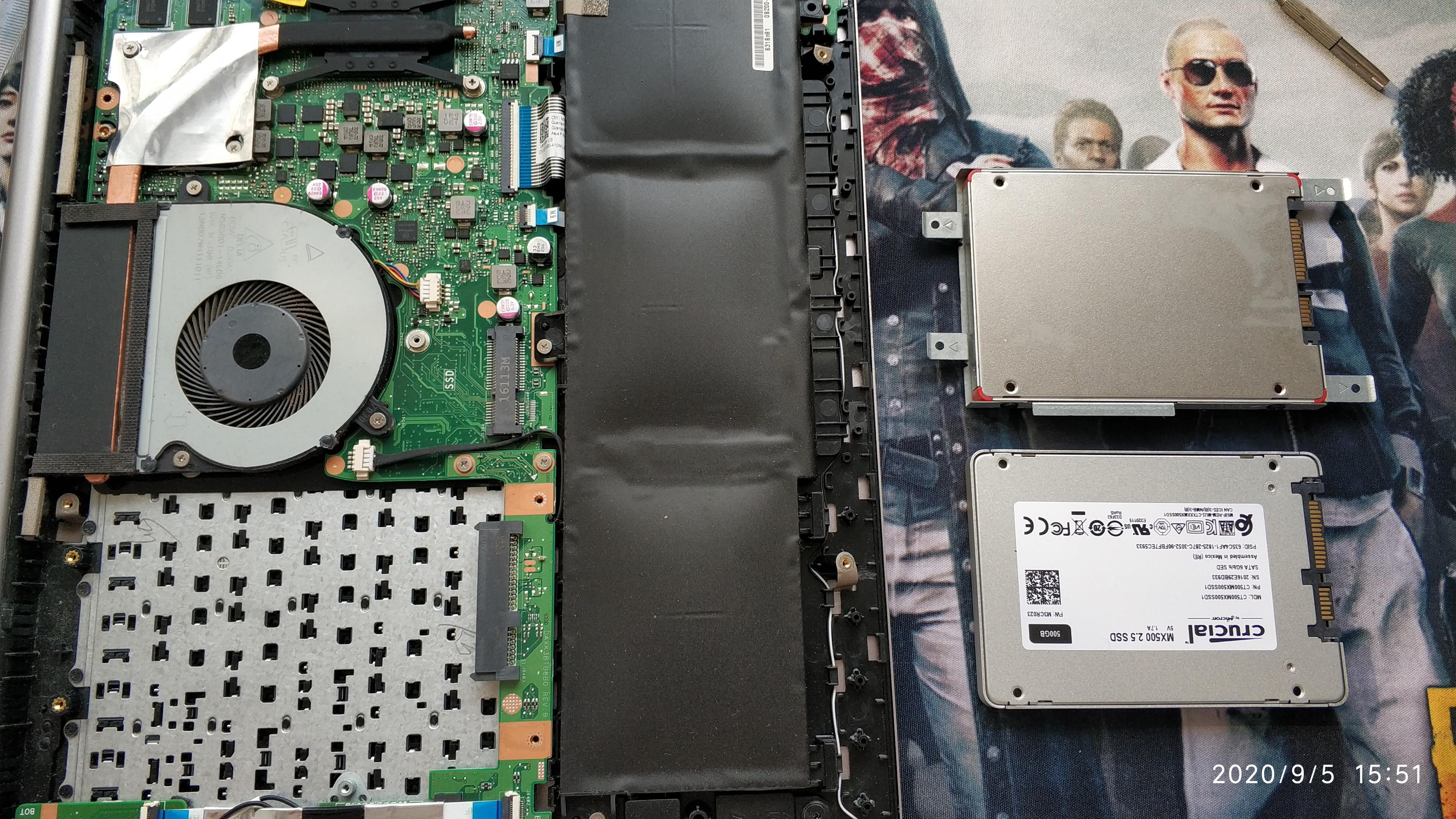 华硕笔记本u4000k401uq更换固态硬盘加装内存条