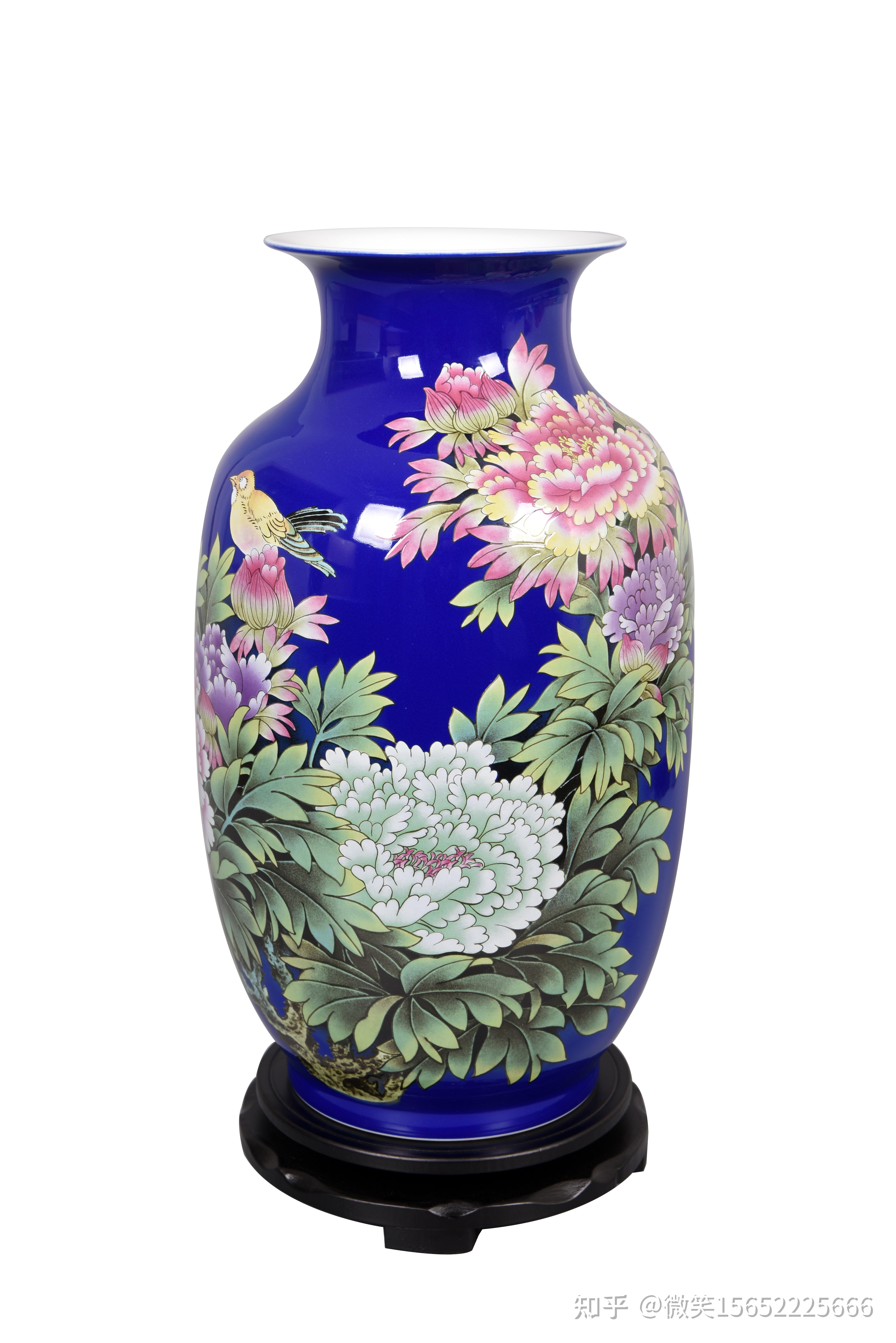 张松茂最新作品翡翠蓝釉国色天香冬瓜瓶