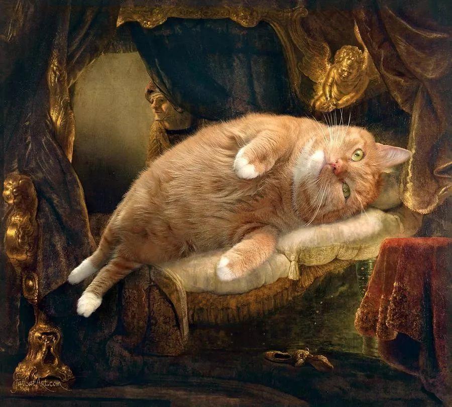 世界名画被一只大肥猫侵占了是一种什么体验