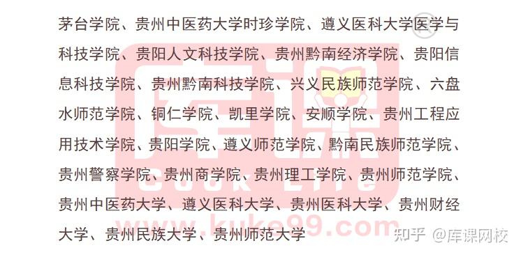 (26所)贵州省2022年专升本考试招生院校(46所,根据已公布招生简章收集