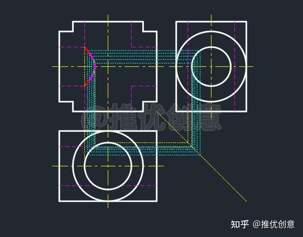 两空心圆柱相贯线画法图片