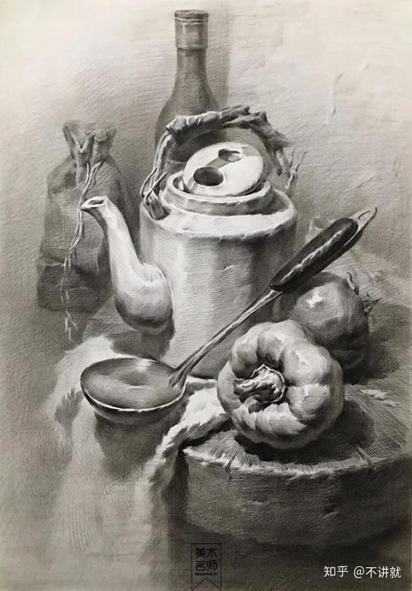 几何造型和结构构图第二步:构图和打轮廓第一步:观察分析静物素描绘画