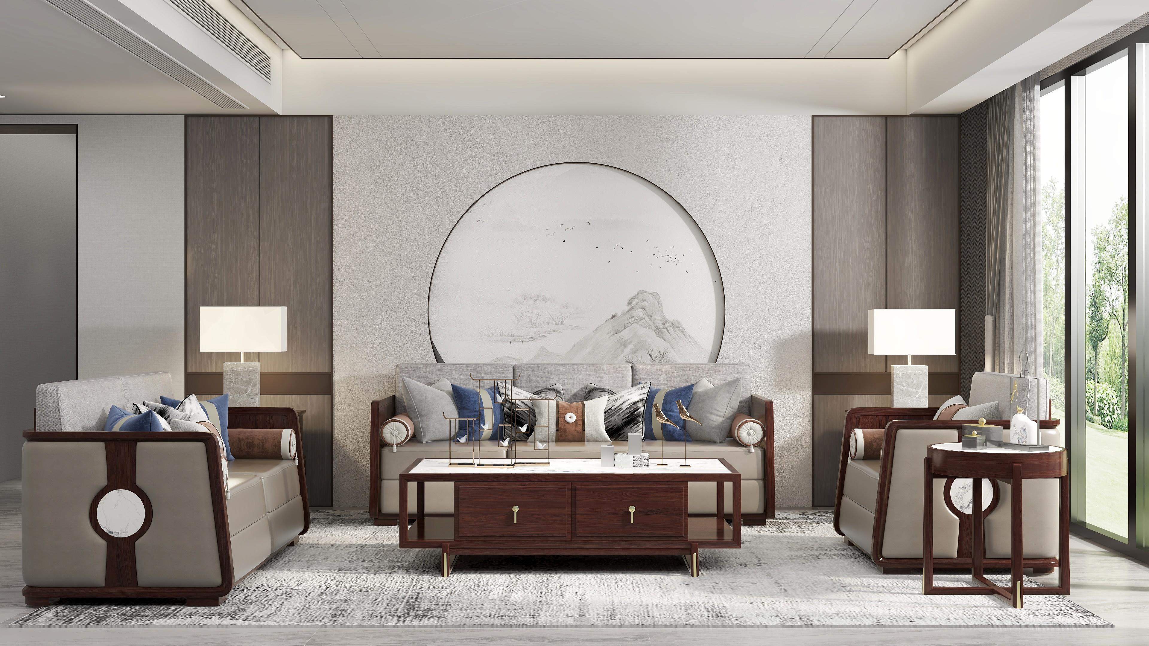 新中式风格客厅设计,追求精神世界的奔逸,是年轻一代的态度