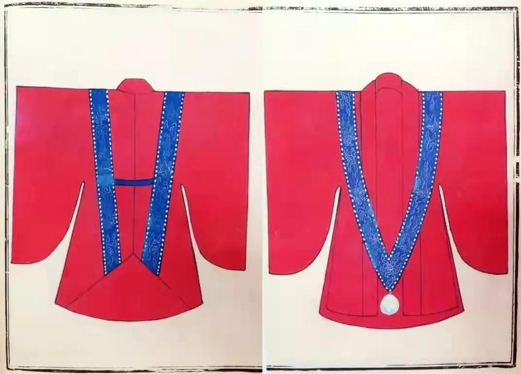 霞帔坠(早期经常被误认为是香薰盒),而分开的两头最后会掖入衣服背面