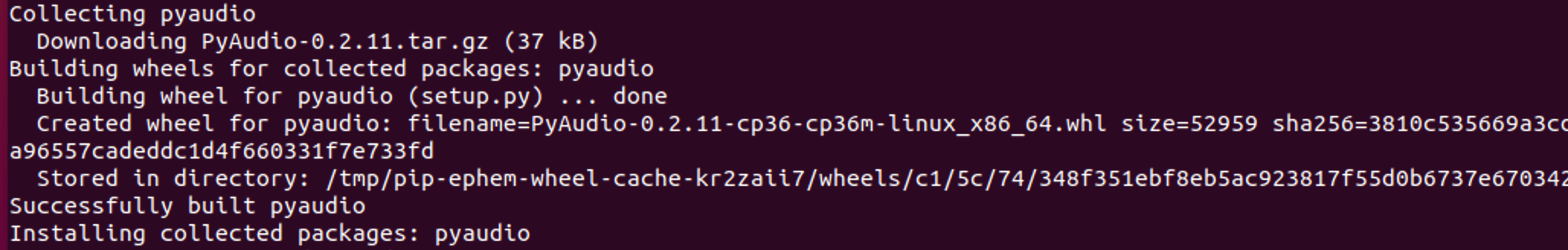 Pip install pyaudio не устанавливается linux
