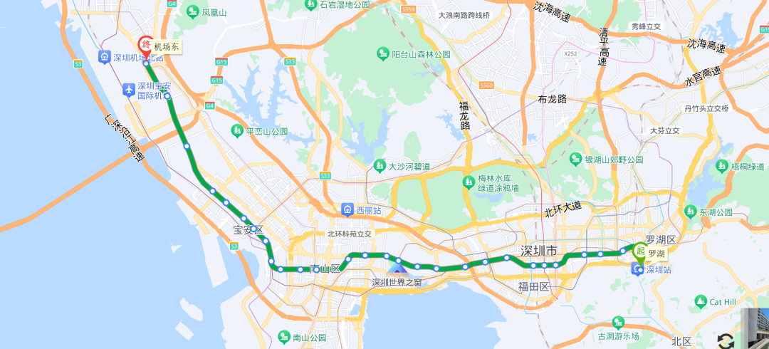 深圳行深圳地铁1号线跨域4区全程41公里共设30座车站