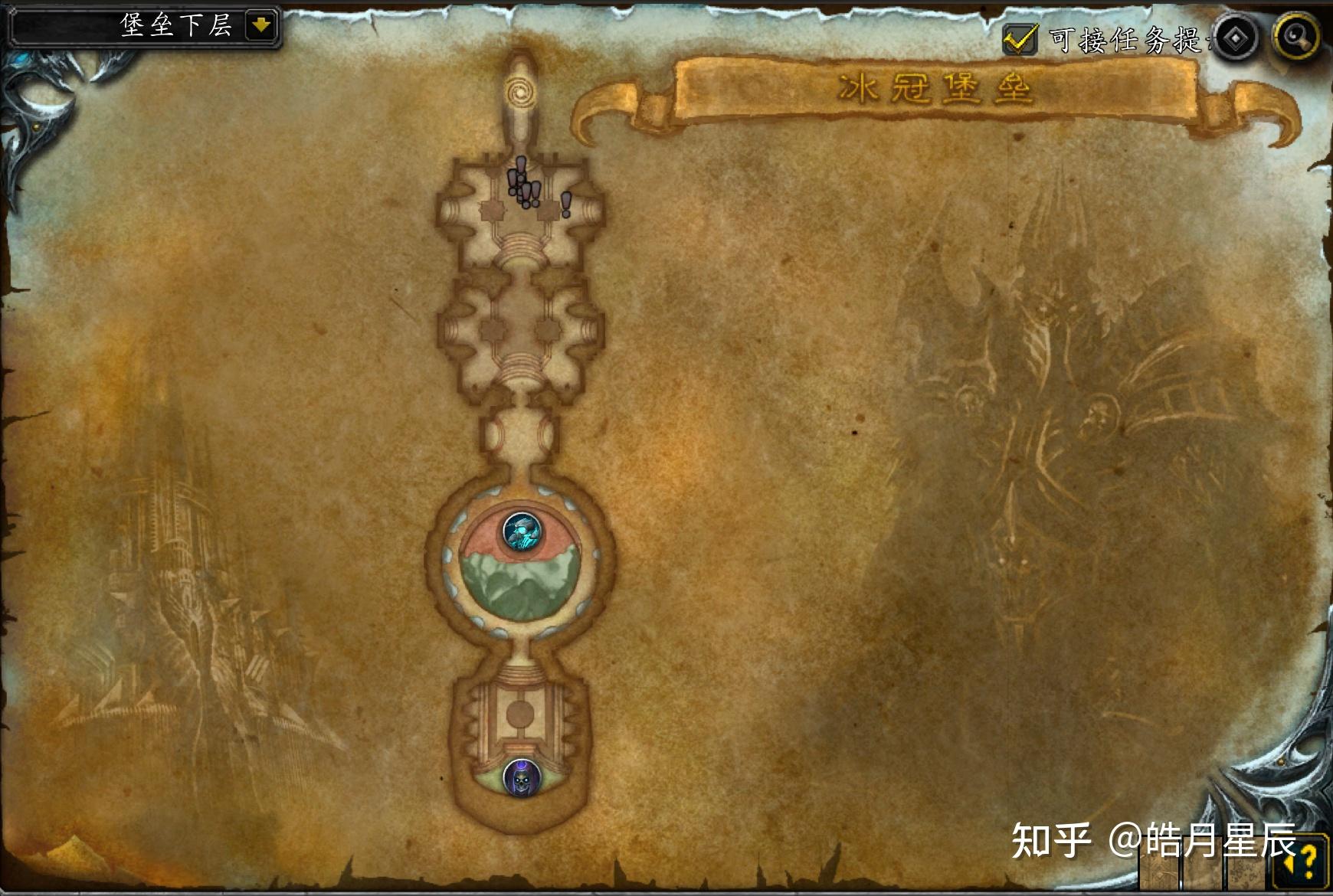 副本地图冰冠堡垒防守森严的北部入口被白骨之庭所环绕,建造于冰冠