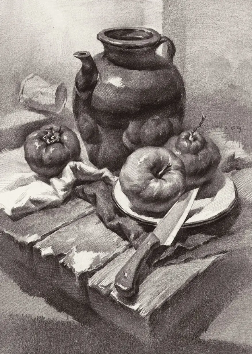 【素描静物】苹果和梨子全面解析!你可一定要把握住!