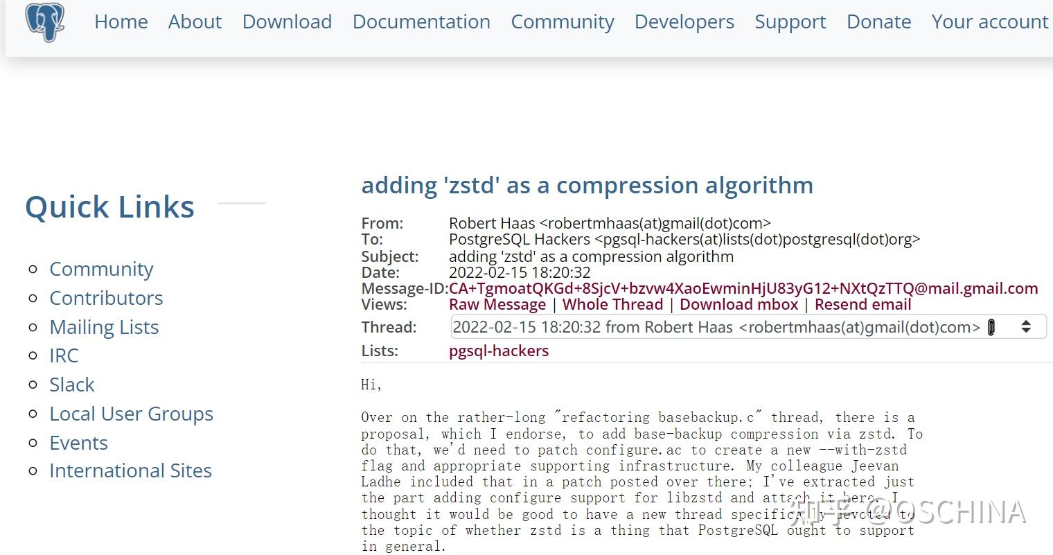 PostgreSQL 开始支持 Zstd 知乎
