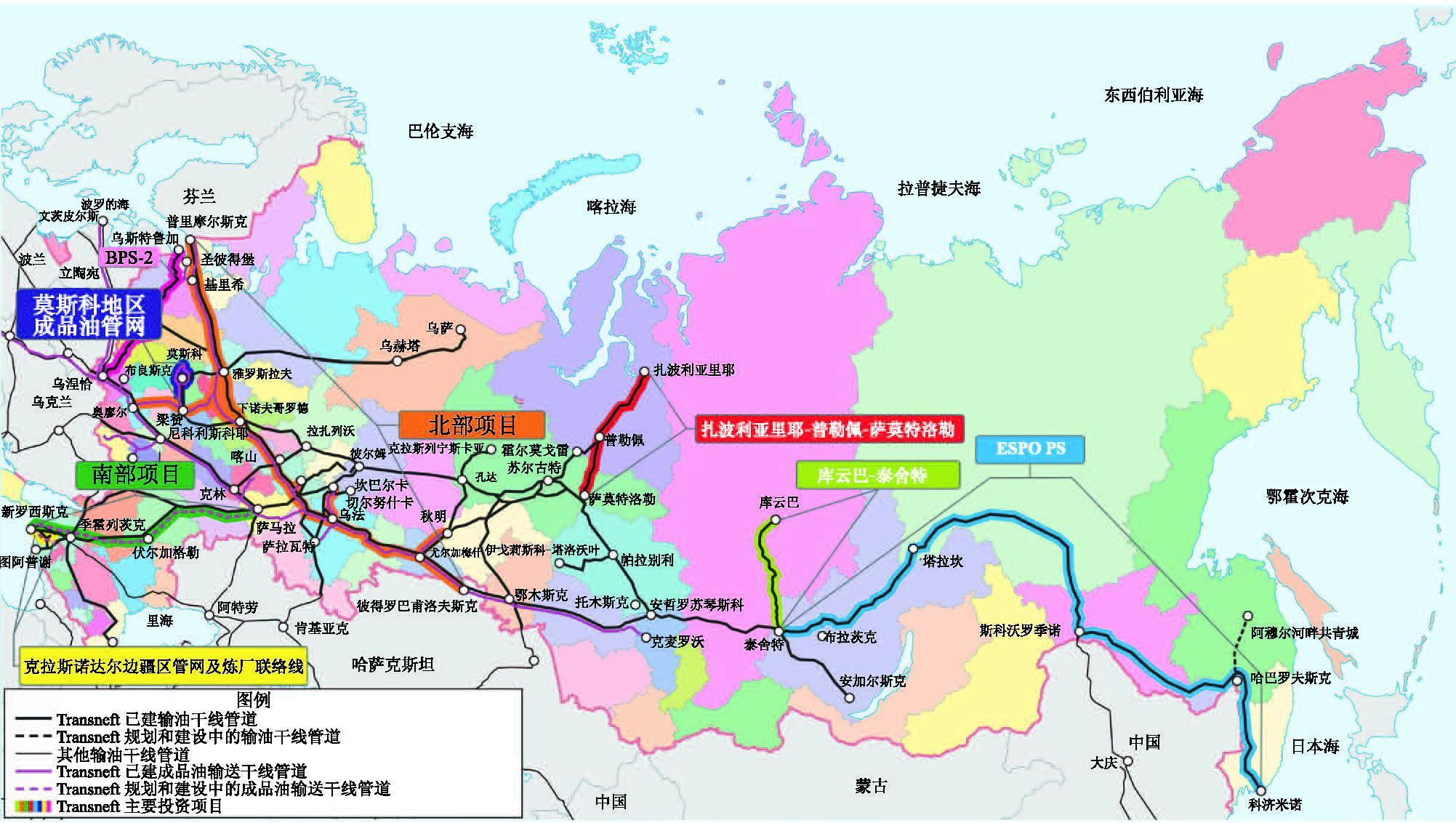 输油管道系统由俄罗斯石油管道运输公司管理,承担着近90%原油出口外输