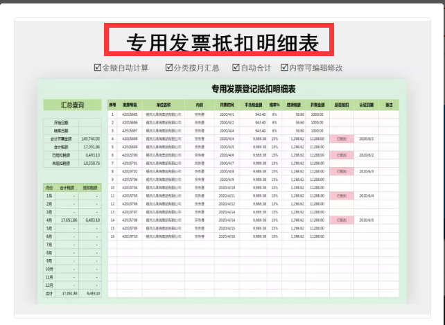 流水單發票登記明細臺賬發票管理統計表發票登記管理系統(文末領)3 人