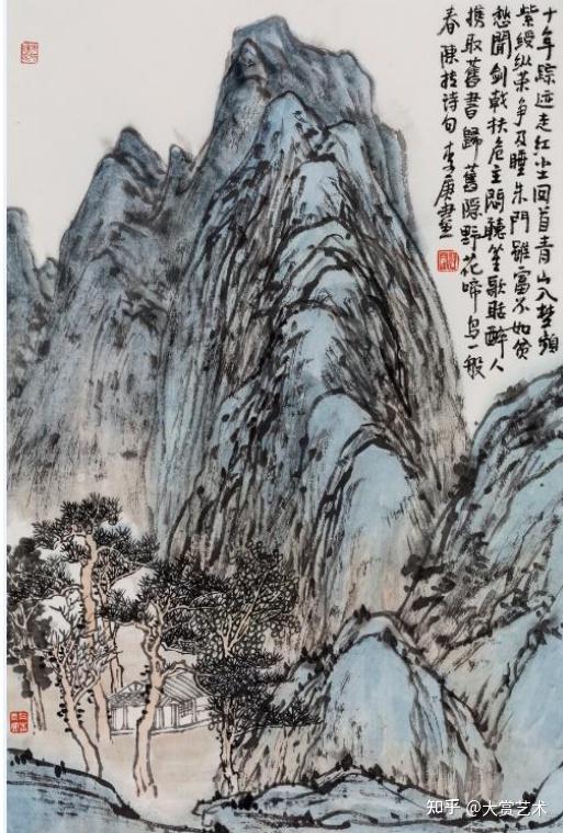 真作】李庚 中国人画家 水墨画 山水図 北京 父 李可染 名付け親 斉白石